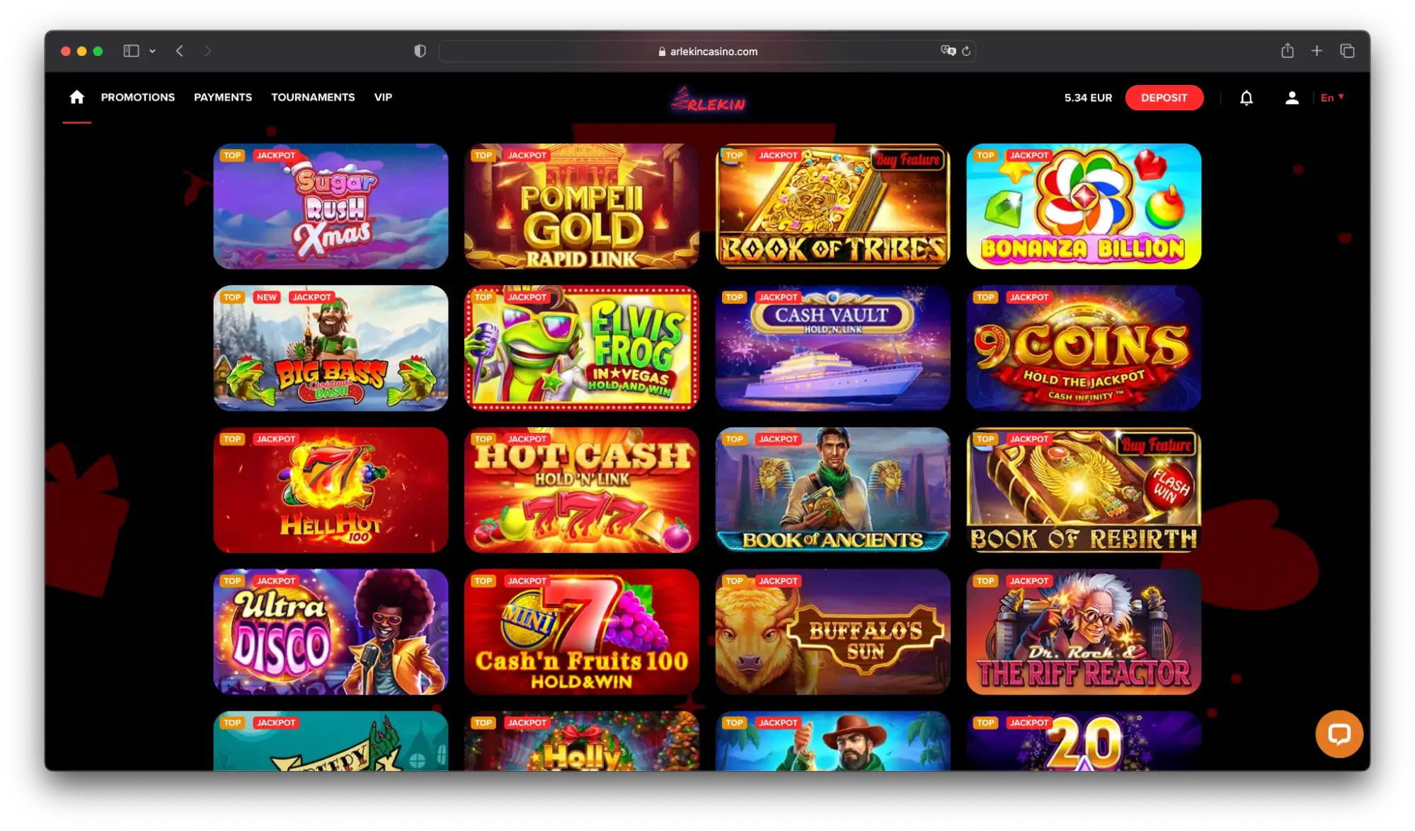 top casino sites ireland: what the Arlekin Casino site looks like