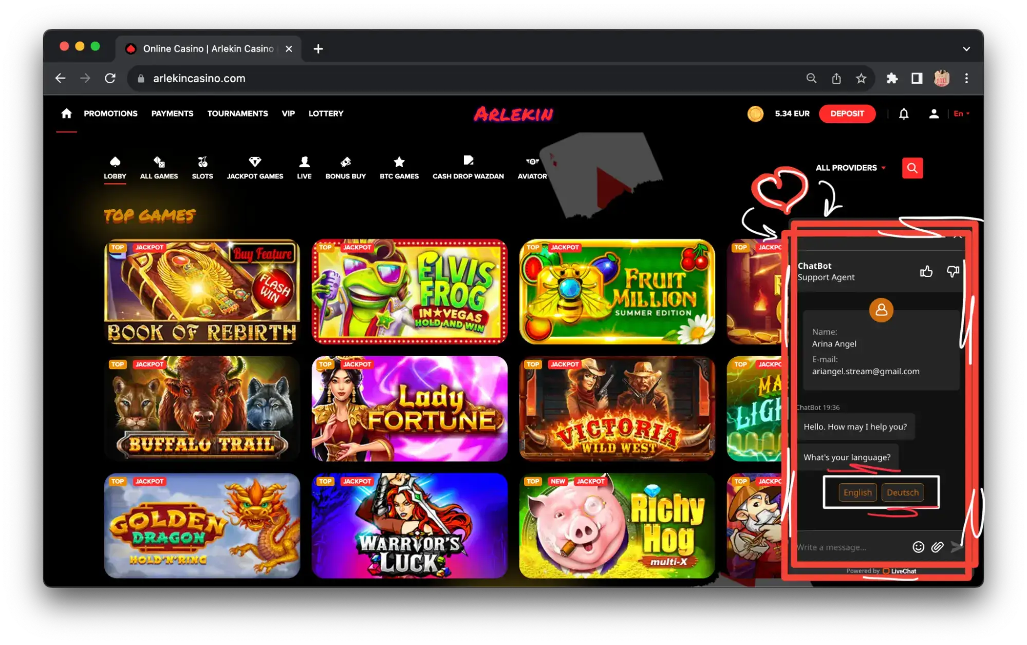 casino online ireland: technical support chat room