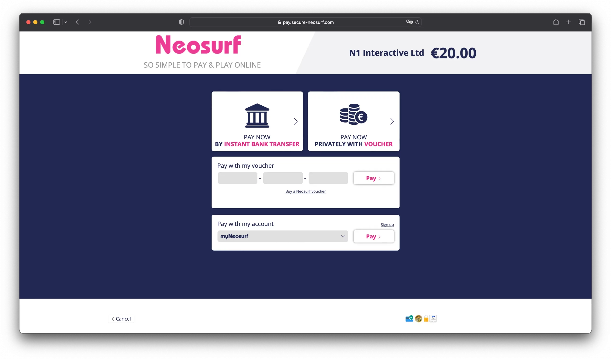 how to make deposit through Neosurf voucher